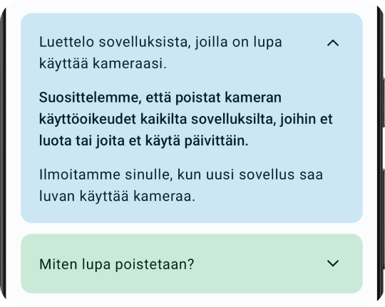 Kameran vartija- ja suojatoiminto